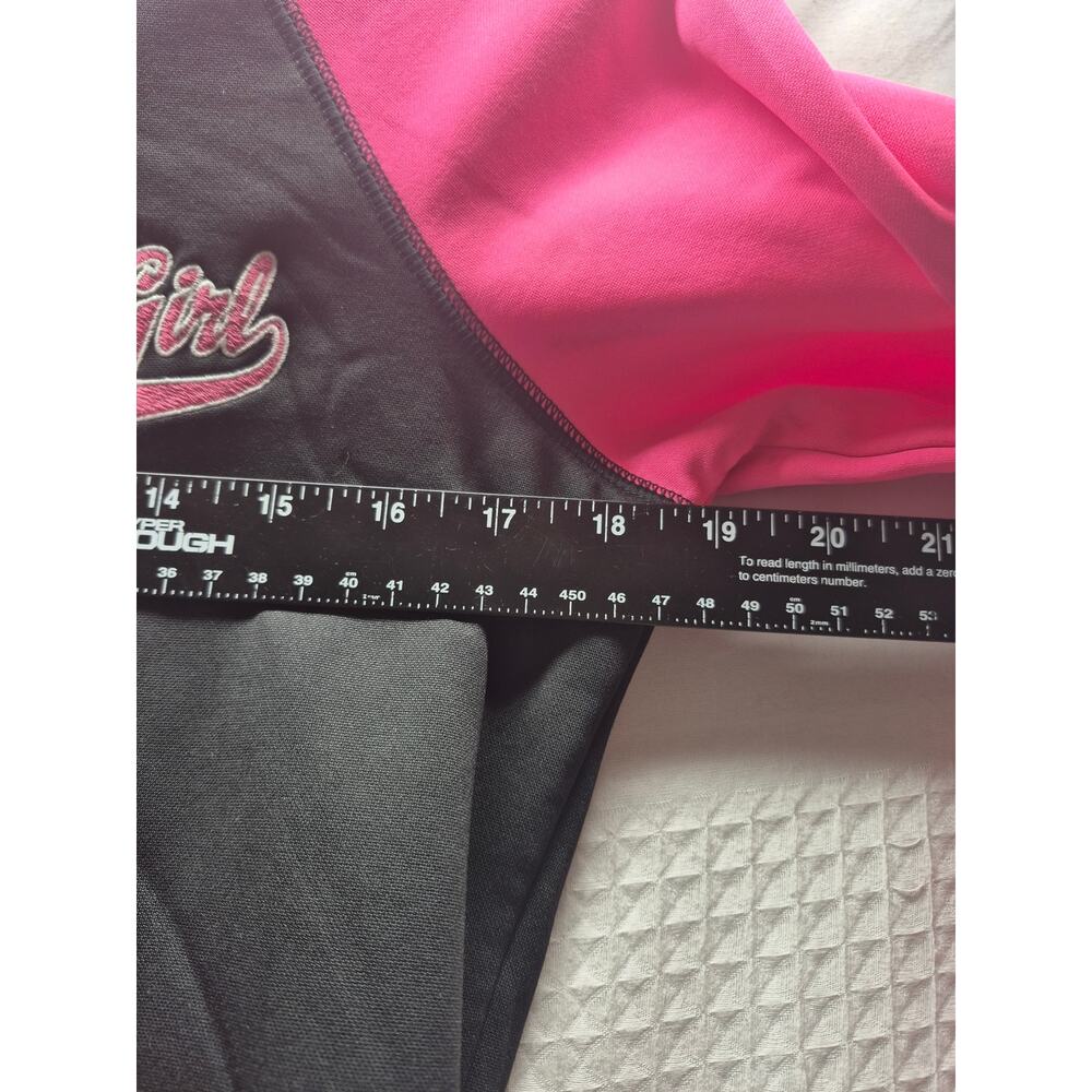 Sports Tek Sweater Womens Size Large Pink Black Colorblock Zip Up Drawstring - Picture 3 of 8